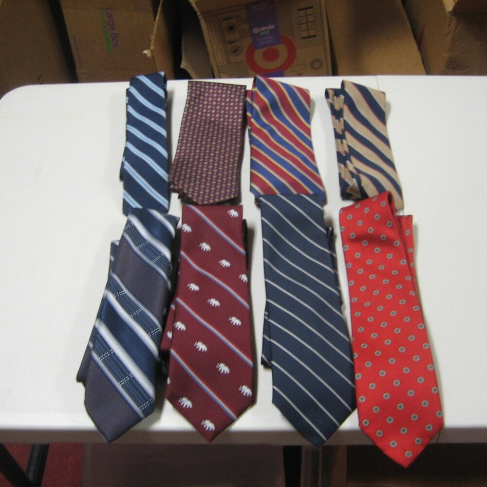 Lot of 8 Pcs Neck Ties Various Brands Mixed Patterns Gently Used Condition